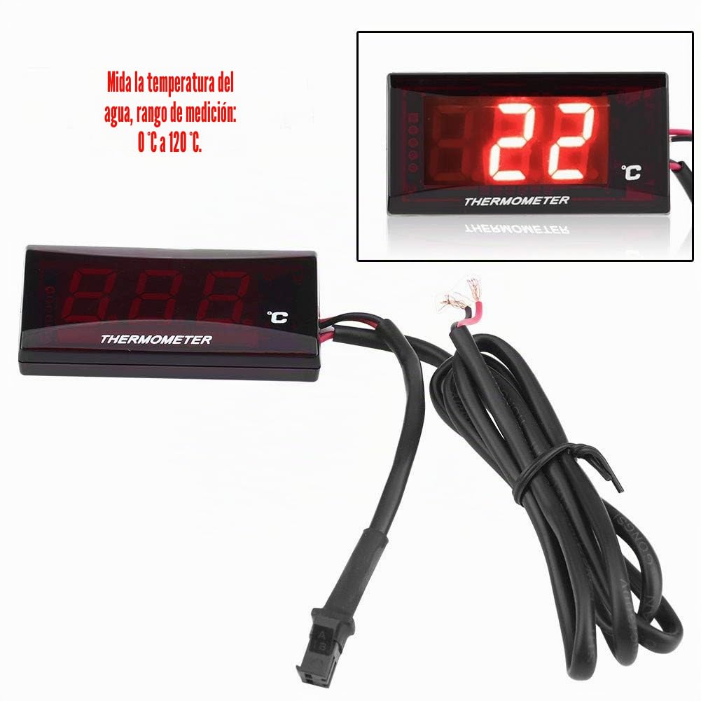 Termómetro De Motocicleta Termómetro Digital Universal Medidor De Temperatura Del Agua Para Cbr250Rr Cb400 Cbr600Rr Cbr1000Rr R1 R6 Mt-07 Mt-09 (-10 ℃ - + 60 ℃)(Luz