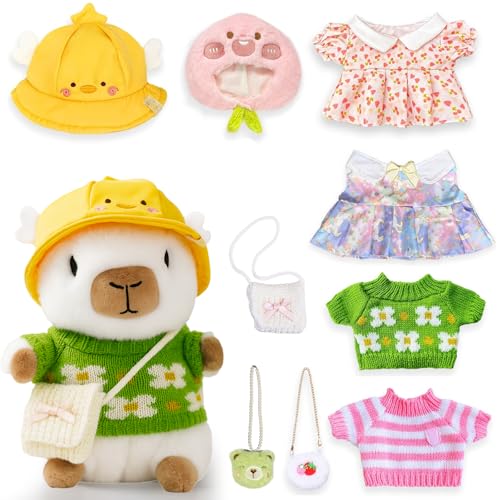Jouet en peluche capybara blanc doux avec habits pour fille