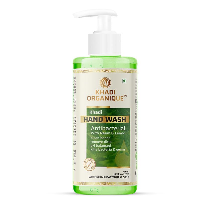 Image of Khadi Organique Hand Wash Advanced Lemon & Organic Neem Anti Bacterial Hand Wash For Best Ever Protection | Cleanses | Moisturizes Dermatologically Tested (500 ML)