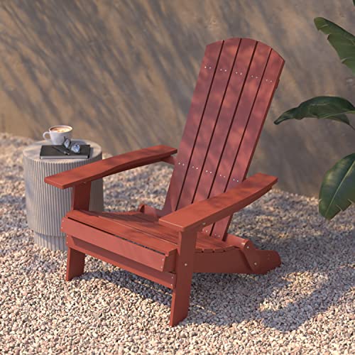 Flash Furniture Charlestown Commercial Folding Adirondack Chair - Red - Poly Resin - Indoor/Outdoor - Weather Resistant by Flash Furniture - Image 7