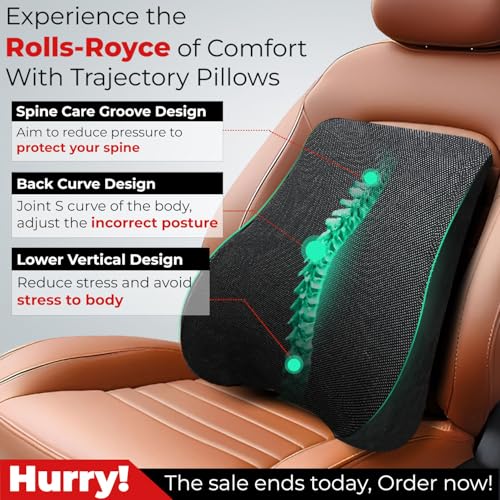 Image of Trajectory Car Neck & Back Pillow Combo with ADVANCEDX Memory Foam | GRIDMATRIX Fabric for Superior Comfort, Spine Alignment & Neck Pain Relief | Premium Lumbar Support for Long Rides - Black