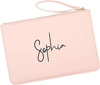 Andaz Press Personalized Vegan Leather Wristlet Clutch Purse Pouch Bag for Women, Bridesmaid Proposal Gifts, Custom Name Cosmetic Bag for Wedding, Bachelorette, Bridal Shower, Bridal Party, 1-Pack