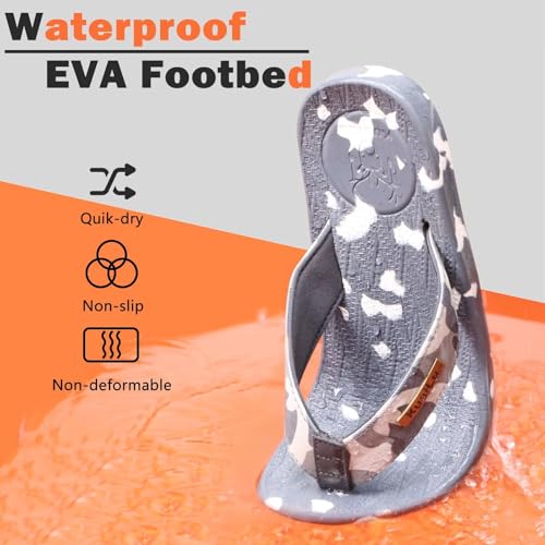 Image of KuaiLu Mens Flip Flops Arch Support Comfortable Summer Beach Thong Sandals Yoga Foam Cushion Slip on Slippers