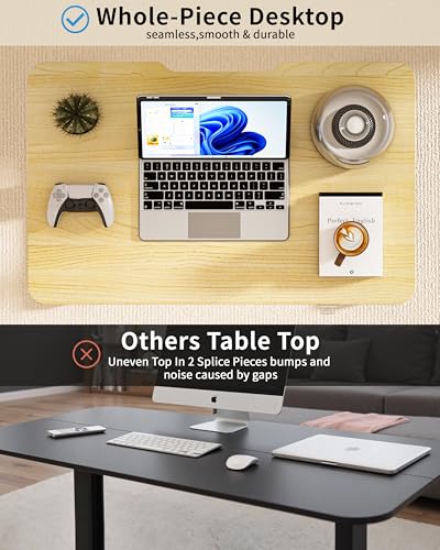 Image of Okin Electric Standing Desk 31.5x19.7 Inches Small Computer Desk-Whole Piece Stand up Desk with Wheels Gaming Rolling Home Office Desks, Oak