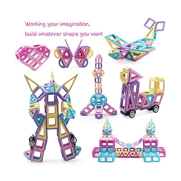 ASOK 181 Pcs Magnetic Building Blocks STEM Educational and Development Magnet Tiles for Kid’s Creativity & Imagination Macaron Color Learning Toys for Boys and Girls Ages 3 4 5 6 7 Years Old - Image 7