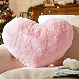 YRXRUS Heart Pillows, Love Heart Shaped Pillow, Small Cute Pink Heart Pillows for Gifts, Faux Rabbit Throw Pillows for Her, Kids, Girls Home Decoration, 10X11 Inch