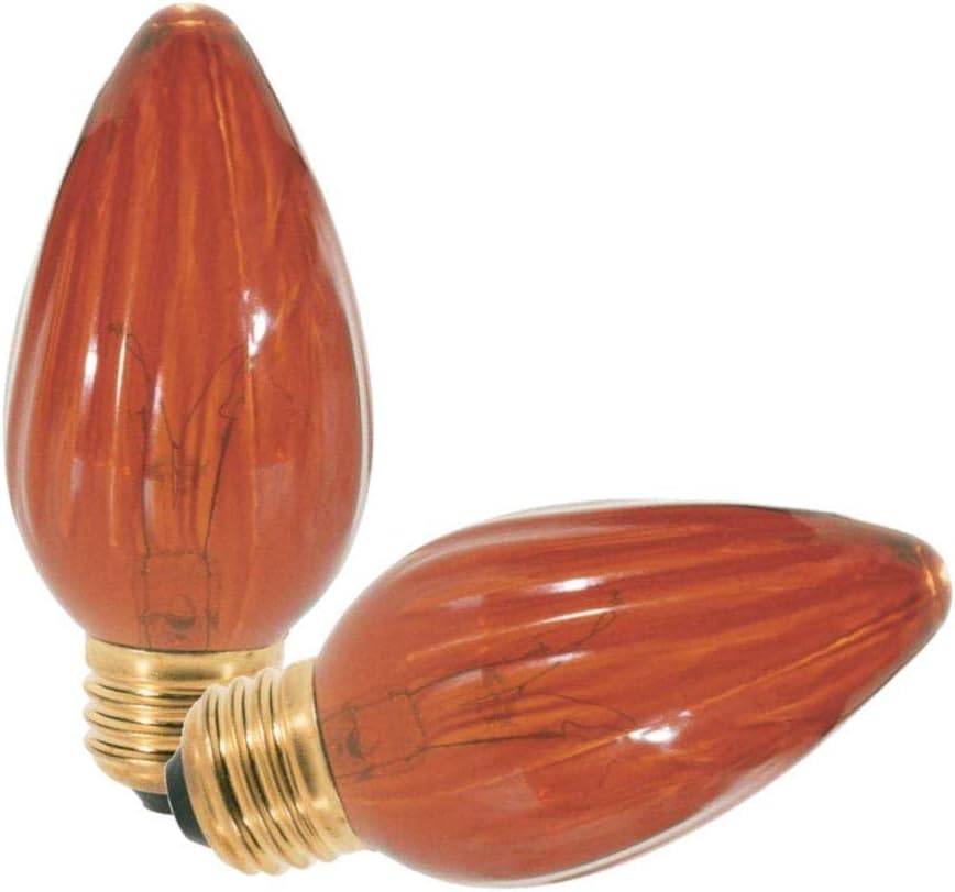 Satco 02770 - 40W F/15 AMBER 2 PER CARD S2770 F15 Decor Flame Tip Light Bulb