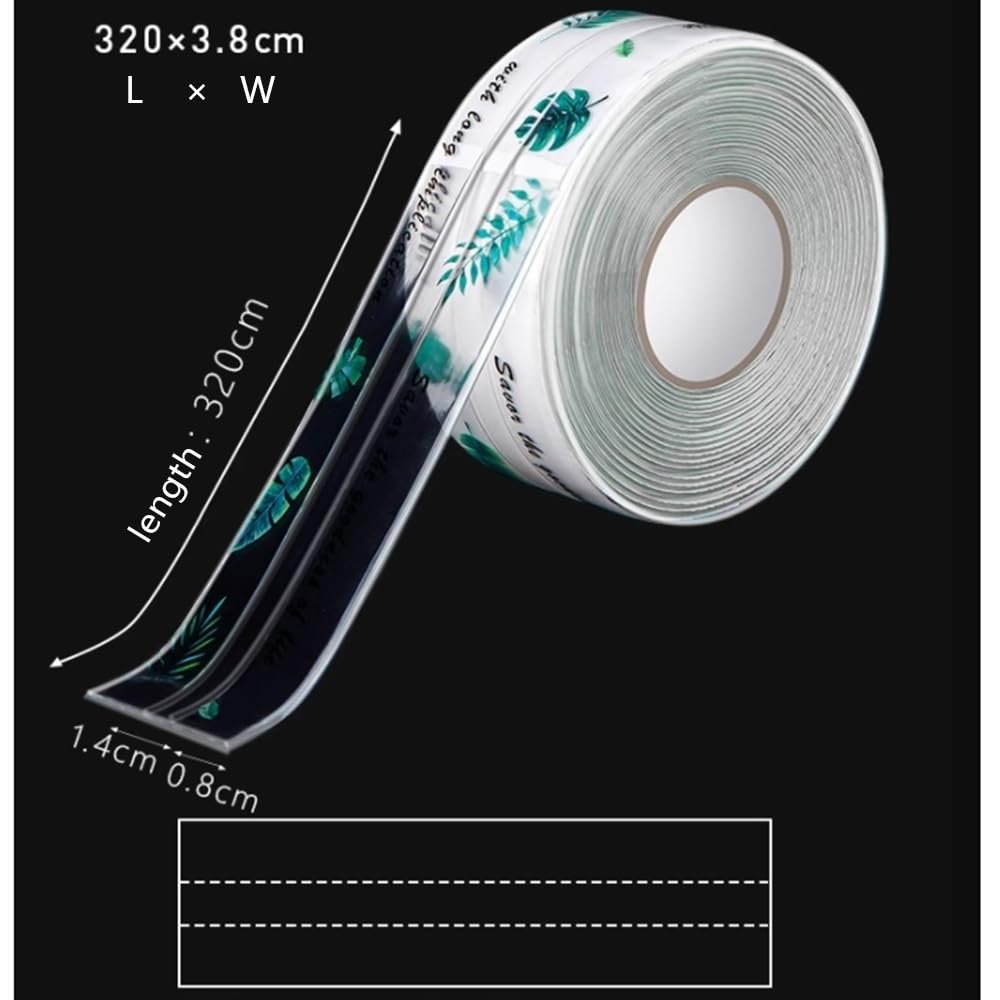Taśma uszczelniająca samoprzylepna PVC, taśma uszczelniająca 10,5 stopy, taśma uszczelniająca blat, taśma uszczelniająca do narożników ściennych umywalki w łazience, przezroczysta(White Fruit)