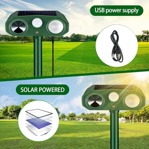 Katzenschreck Ultraschall Solar, Katzenschreck für Garten 3 Modus Marderschreck Tiervertreiber, Abwehrmittel Hundeschreck mit Bewegungsmelder und Blinklicht für Katzen Hunde Mäuse Vögel Marder