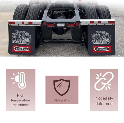 Image of BST BSSP Black Mud Flaps for Semi Trucks Tractor Trailer Great-Truck Pattern,Heavy Duty Rubber Universal Straight Mudflaps Splash Guard, 24 x 30Inch,Pair Set