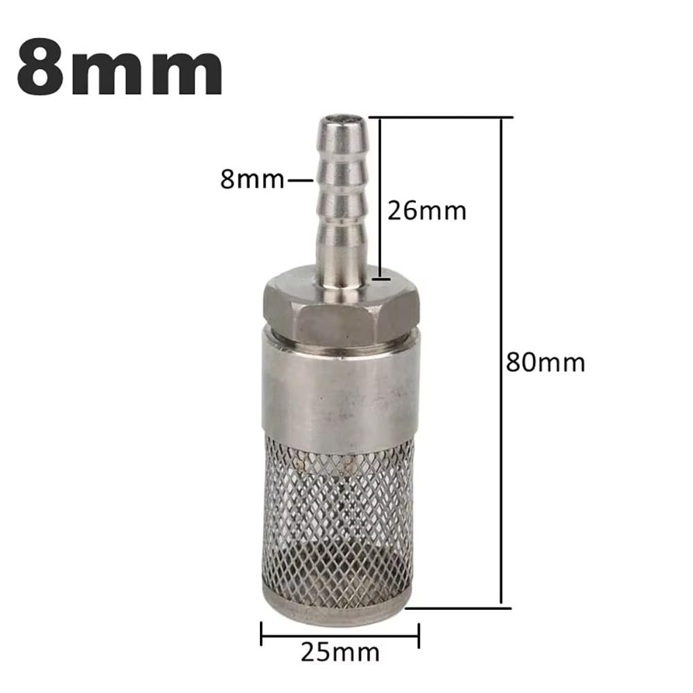 Filtro de Malla de Acero Inoxidable para mangueras de 6-19 mm - Filtro Dividido Tipo Pagoda para riego, acuarios y Lavado de Coches - (1 Unidad) (8 mm)