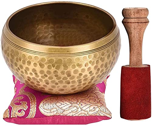 Tibetan Singing Bowl - Meditation Singing Bowls Set For Beginners Sound Bowl For Yoga, Spiritual Healing and Mindfulness - Handcrafted Gift Box Perfect For Mothers/ Fathers Day Gift (Gold)