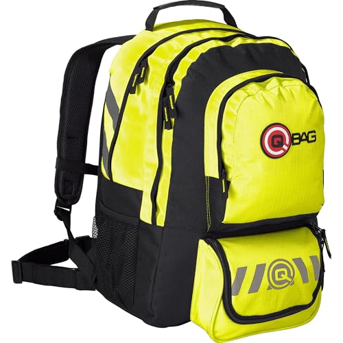QBAG Motorradrucksack Fahrradrucksack - Großzügiger Stauraum, Belüftetes Rückenpolster, Wasserabweisend, Neon Gelb - Perfekt für Outdoor & Sicherheit