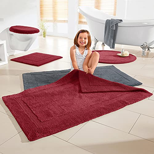 Erwin Müller Badematte, Badteppich Heraklion weinrot Größe 80x150 cm - Kochfest, für Fußbodenheizung geeignet, 100… – Bild 4