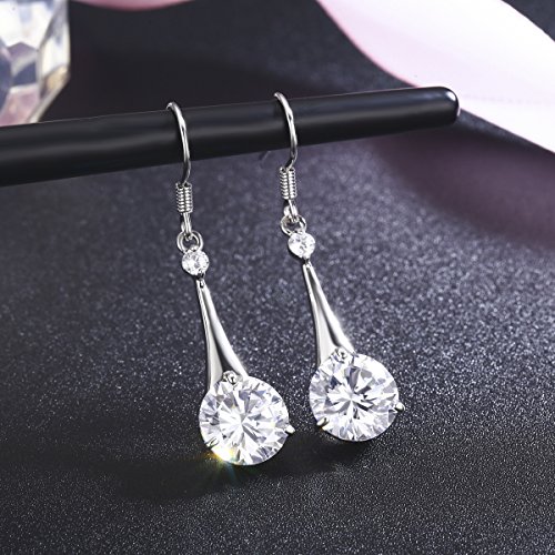 SBLING Cubic Zirconia Teardrop Earrings, Diamond Drop Earrings, Wedding Earrings for Brides Bridesmaids, Bridal Dangle Earrings, Crystal Drop earrings for Women Jewelry Gifts2