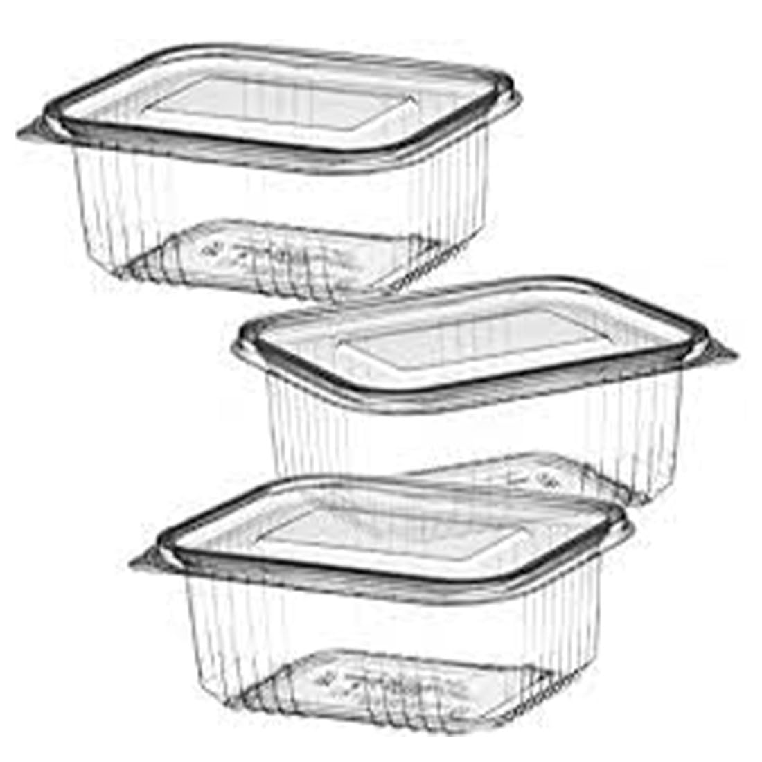 Khaana Packaging [150ml, 50pc Hinged Pet - Rectangular Containers with lid I Transparent Reusable Air Tight Box I Containers for Kitchen Storage Serving Food delivery Home Outdoor, Travel Pack of 50