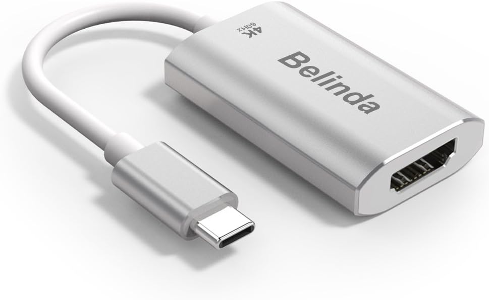 USB C to HDMI Adapter,Belinda USB 3.1 Type C (USB-C) to HDMI Adapter 4K 60HZ with Aluminium Case for 2017 MacBook Pro/Samsung Galaxy S8