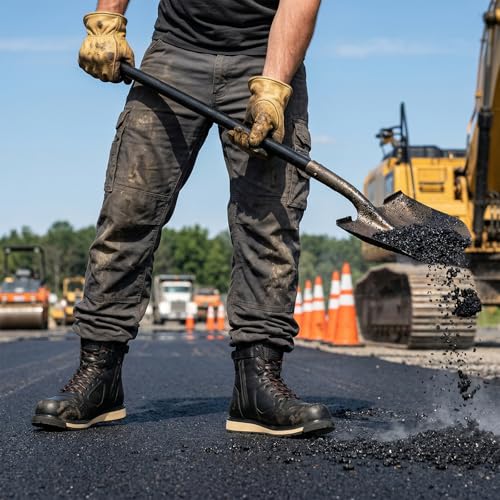 Image of NINGO Steel Toe Boots for Men, Comfortable Water & Slip Resistant Mens Work Boots with Side Zipper, Electrical Hazard Protection Heavy Duty Safety Shoes for Industrial Construction Outdoor Warehouse