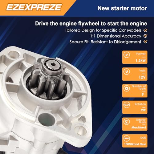 Image of Ezexpreze New 18145 Starter for Kubota Diesel Compact Tractors L2250 L2500 L2550 L2650 L2800 L2900 L2950 L3010 L3130 L3240 L3300 L3400 L3410 L3430 L35 KJS130 3407016081 3407016083 1280008460