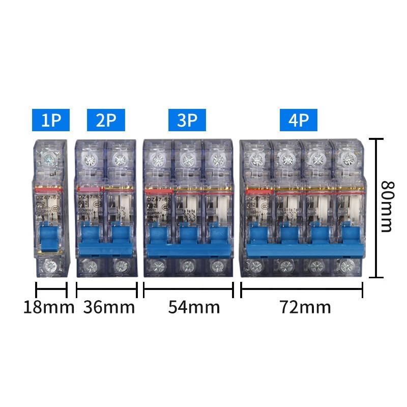 Transparency Circuit Protector DZ47 25A 32A 40A 50A 63A C45 MCB Household Mini Breaker 1p 2p 3p 4p 1Pcs(2,63A)