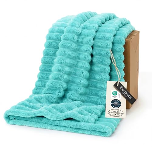 Bedsure GentleSoft Blue Fog Fleece Blanket for Couch - Cozy Soft Blankets for Women, Cute Small Throws for Girls, 50x60 Inches