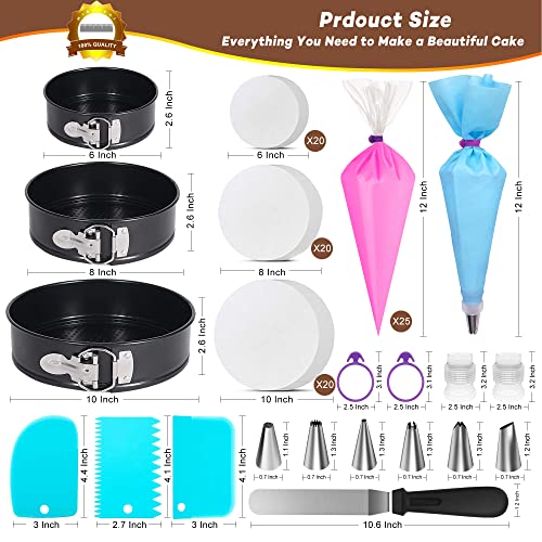 Hikolvol 103Pcs Springform Pans Set, Nonstick Leakproof Round Cake Pans Sets Include 6/8/10 Inch Cheesecake Pan With Removable Bottom And Cake Decorating Kit Supplies, Spring Form Pans For Baking #TOP1