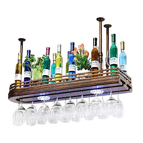 Botellero de madera colgante de 80x27 cm y vitrina industrial para copas 2