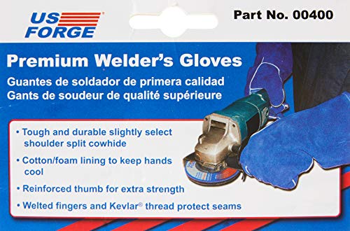US Forge 400 Grilling Gloves Lined Leather, Blue