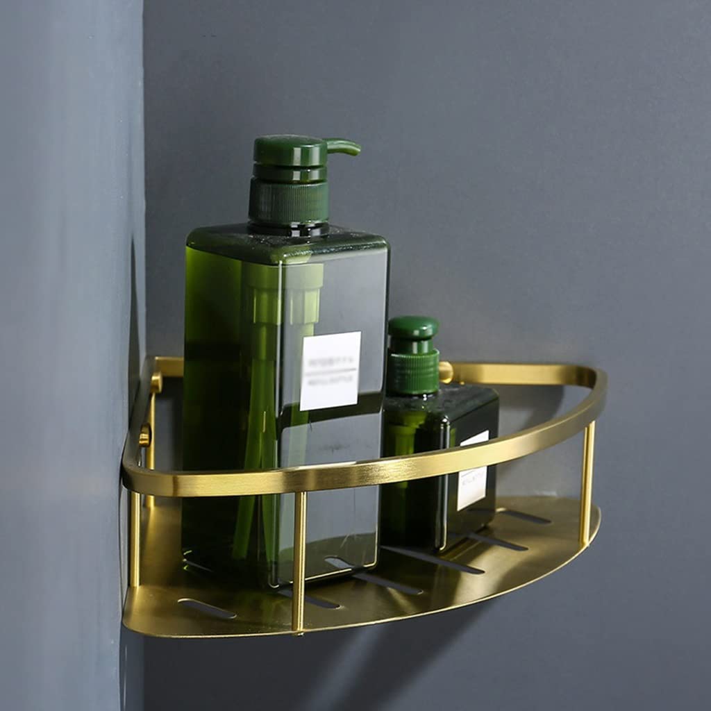 ZJHFFFG Corner Shower Caddy Bathroom Shelf Shower Shampoo Soap Cosmetic Storage Rack Single Tier Bath Accessories Nail Punched