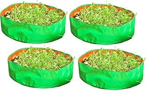 Dharneesh Terrace Gardening Leafy Vegetable 250Gsm Grow Bag, 18x9- inch (Green) - Pack of 4