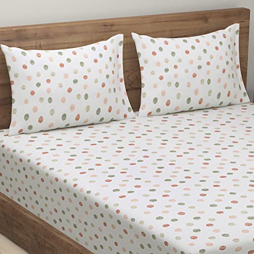 Image of Swayam Mercerized Pure Cotton Double Bedsheet with 2 Pillow Covers | 250 TC Soft Breathable Bed Sheet | Geometric Printed | Size 90 x 108 inch | Comfortable & Durable for Bedroom - Green