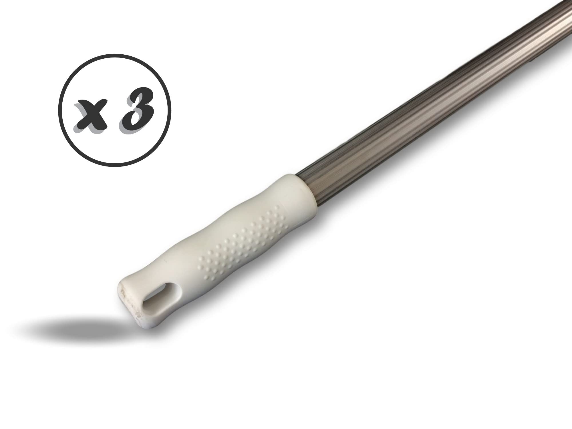 Uchwyt teleskopowy | Zestaw 3 sztuk | 3 x 1,85 m długość całkowita 5,50 m | Anodowane aluminium | Bez standardowej śruby z tworzywa sztucznego | Możliwość dostosowania do szczotki do mopa do domu | Kibros 104638x3