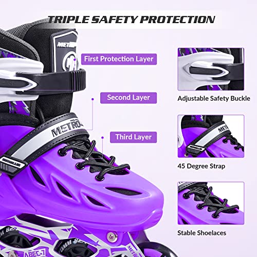 Metroller Inline Skates For Girls And Boys, Women, Men 4 Sizes Adjustable Roller Blades With Light Up Wheels, Illuminating Beginner Roller Skates For Kids & Adult Youth. #TOP2