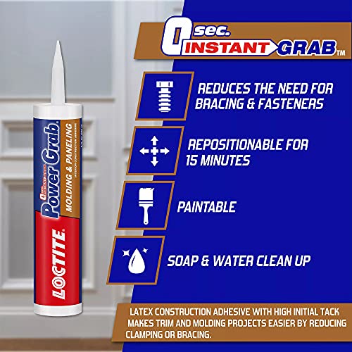 Image of Loctite Power Grab Express Molding & Paneling Construction Adhesive, 9 fl oz Cartridge, 1 Pack