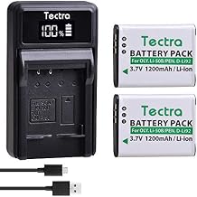 Tectra 2-Pack Li-50B D-LI92 Battery and LED USB Charger Compatible with Olympus VR-340 1010 1020 1030SW Tough 6000 6020 8000 8010 MJU 1010 1020 TG 610 620 630 810 XZ-1 XZ-10