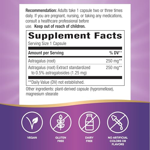 Nature's Way Astragalus Premium Extract, Supports Immune Health*, 250 mg Extract per Serving, Non-GMO Project Verified, 60 Vegan Capsules (Packaging May Vary) - Image 6