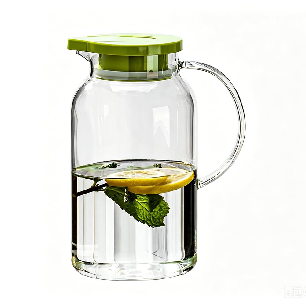 YTSMZX Large Capacity Glass Water Jug Transparent Fridge Fruit Juices Liquors Milk Jug with Lid Hot and Cold Kettle