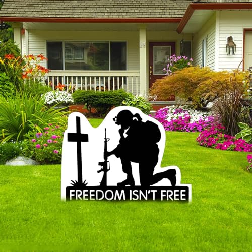 Image of Generic Soldier Silhouette Garden Decoration, Kneeling Soldier Statue Ornaments Yard Signs, Independence Day Garden Art for Lawn Outdoor Home Decoration (I), Medium