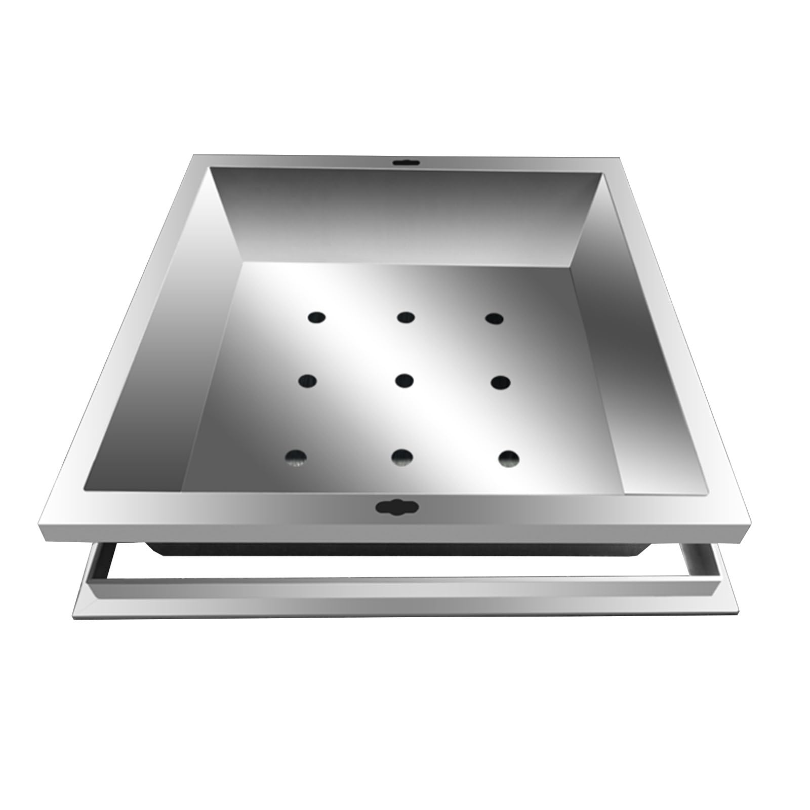 Tapa de Inspección Invisible, Cubierta y Marco de Boca Empotrada, Tapa Cuadrada de Tanque Séptico Inoxidable 304 con Orificios de Drenaje para Plantar Césped(80cm/31in)