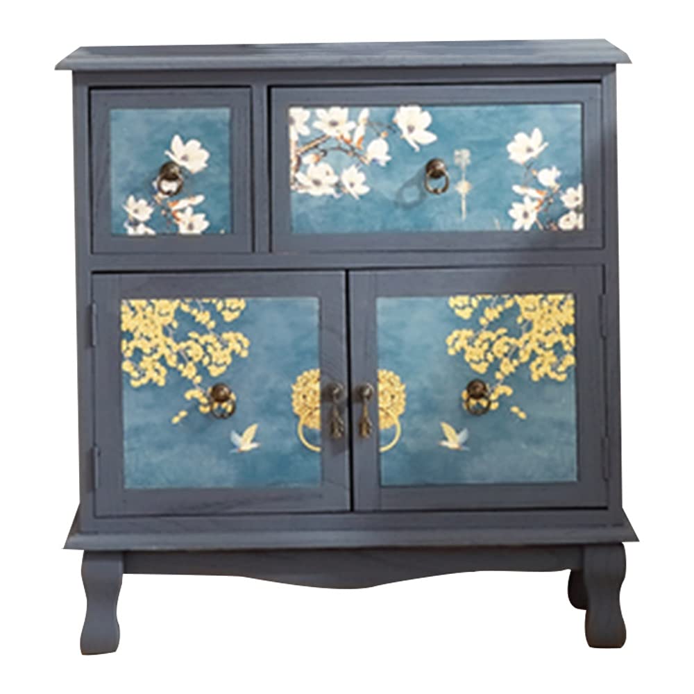 HTQ Chest of drawers American pastoral bedside table solid wood frame multifunctional sideboard with door suitable for dining room and bedroom (Color : C)