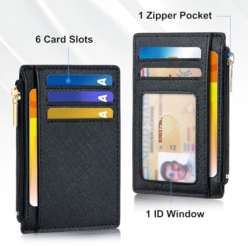 Image of Tipmile Mens RFID Wallet, Small Slim Business Credit Card Holder, Mens Gift | Mini Tiny Cute ID Case, Minimalist Zipper Pocket Wallet, Thin Coin Purse, Mothers Gift