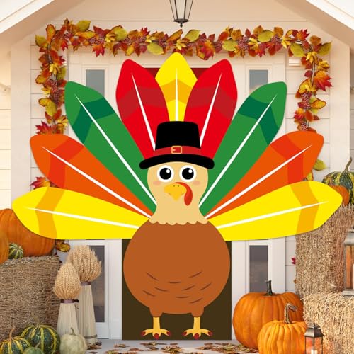 Bannière de porte de Thanksgiving pour un porche aux couleurs d'automne