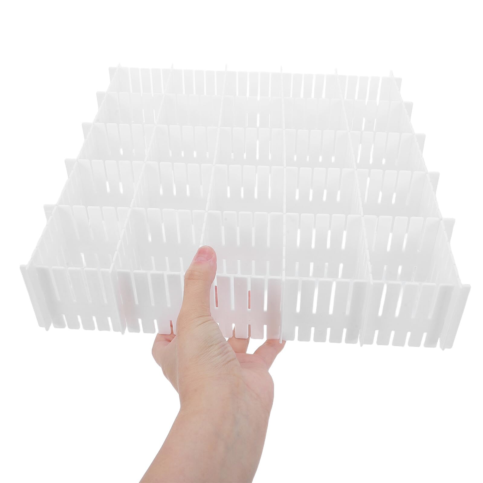 Divisori per Cassetti in Plastica Regolabili 24 Pezzi, Organizer a Griglia per Cucina, Ufficio e Camera da Letto, Divisori Multifunzionali per Piccoli Cassetti e