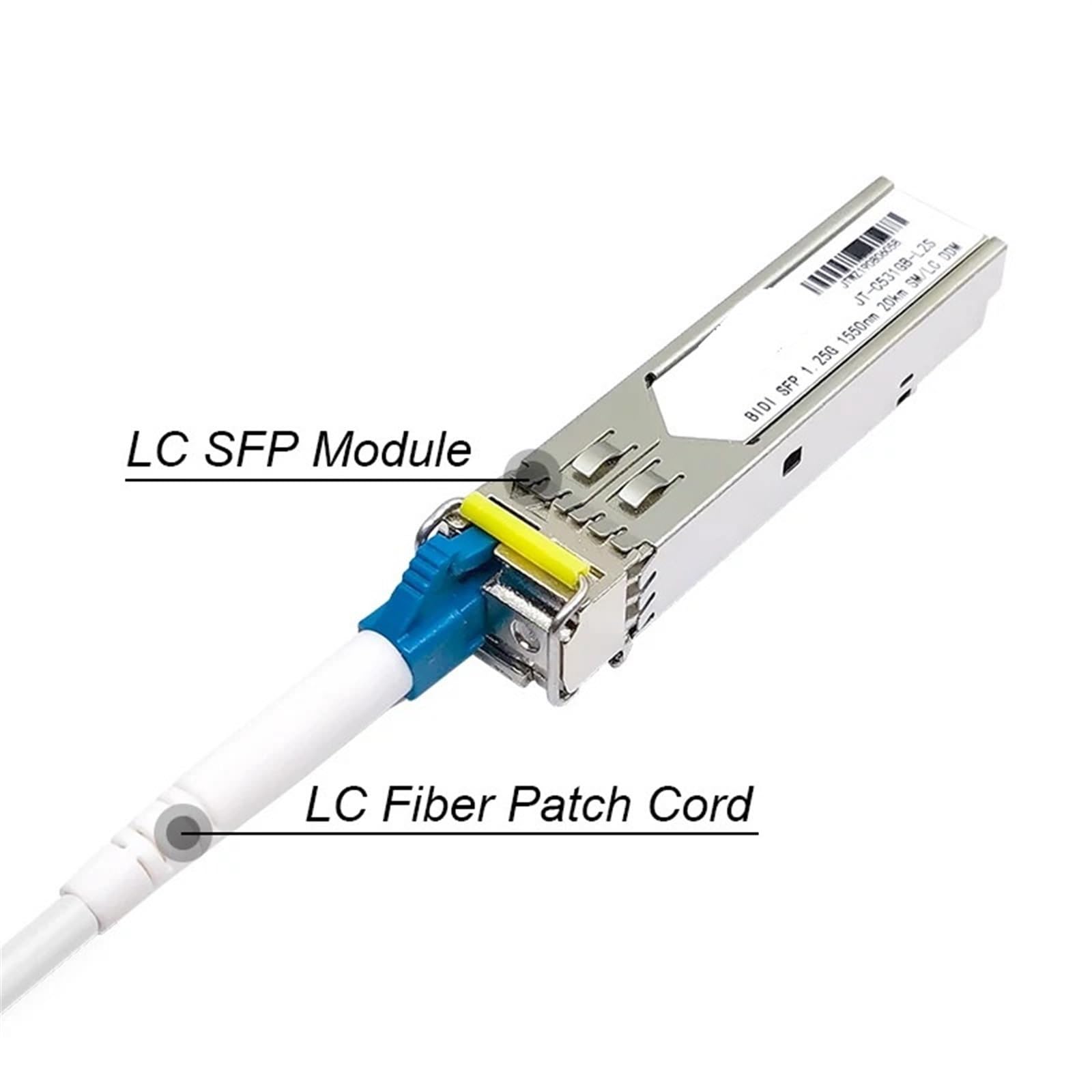 Transceptor óptico de fibra única LC SFP de 1 Gb, interruptor SFP de fibra Gigabit de 3 a 80 km, compatible con interruptor Mikrotik/Cisco (1 par de 3 km)