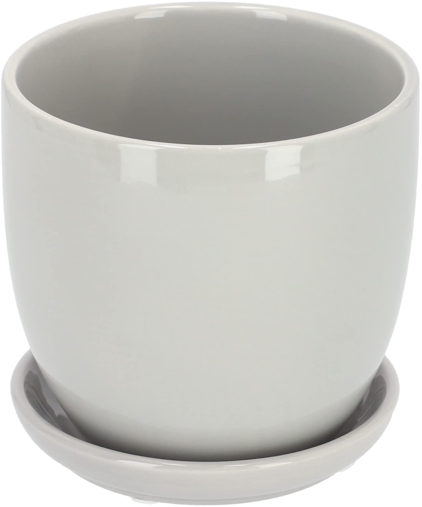 Kotarbau Grey Kotarbau® Set Of 2 Ceramic Flower Pot Planters For Flowers, 20 Cm Diameter With Drip Tray,