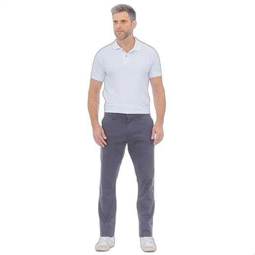 Calça Masculina Slim Social Esporte Fino Em Sarja Brim Elastano Com Bolso Embutido Elegante (BR, Numérico, 48, Slim, Regular, Calça Cinza)