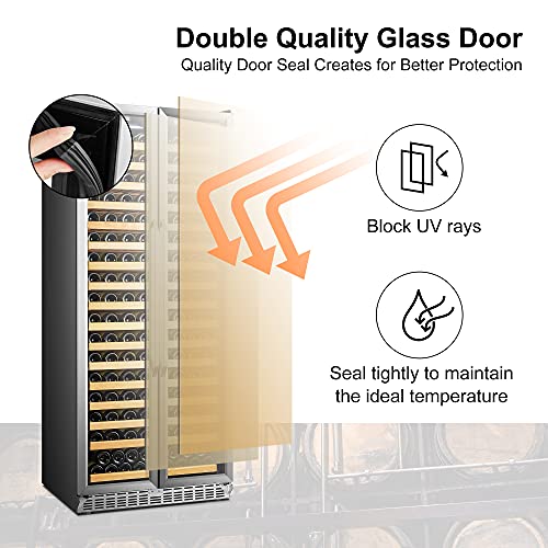 Lanbo Black Single Zone Wine Cooler Glass French-Door 289 Bottle Capacity #TOP4