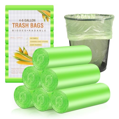 Bolsas Basura 20L 120 Bolsas de Basura Bolsas Compostables Resistentes al Desgarro Prueba de Fugas para el Hogar, Oficina, Cocina, Baño 50 x 60 cm