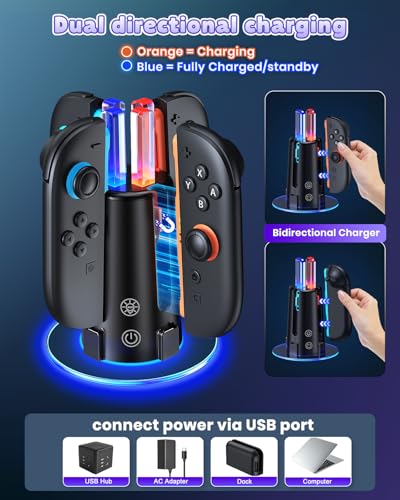 Chargeur pour Nintendo Switch 2 OLED JoyCon Station Multi-Manettes RVB