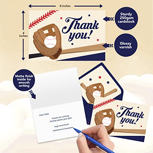 24 Baseball Thank You Cards With Envelopes Baseball - 6 Designs Sports Thank You Cards Kids, Kids Thank You Cards With Envelopes, Baseball Cards, Thank You Cards For Kids, Kid Thank You Notes Kids #TOP2